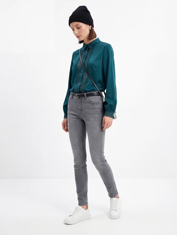 Блузка с кружевом OD-808-3 зеленый