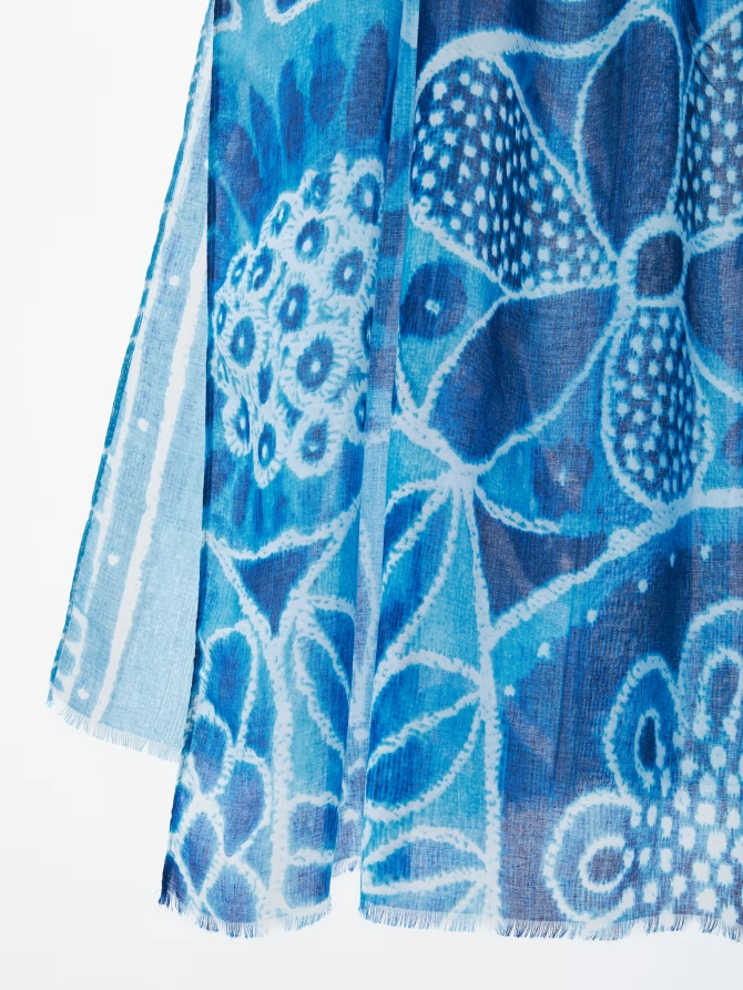 Палантин женский двусторонний с рисунком арт-деко D2H-135-4