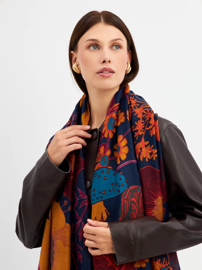Палантин женский с цветочным принтом