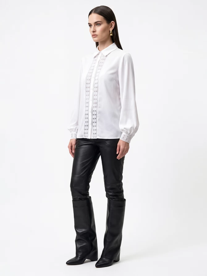 Блузка с кружевом OD-808-5 белый