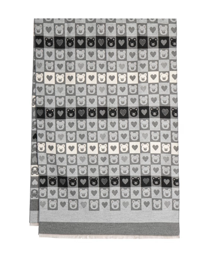 Палантин женский с принтом "Мишки и сердца", двусторонний