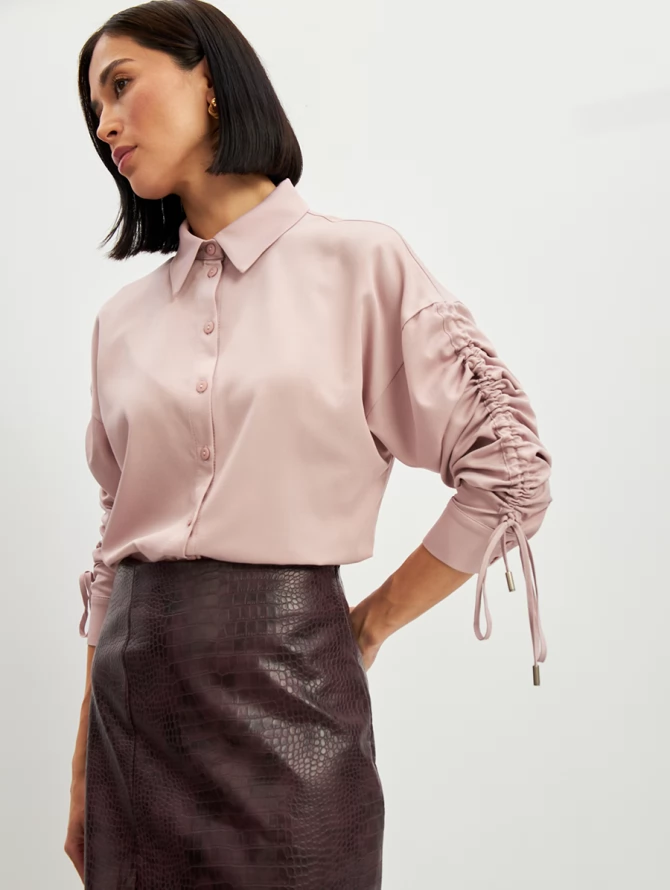 Блузка тонкая джинса OD-858-1 пудра