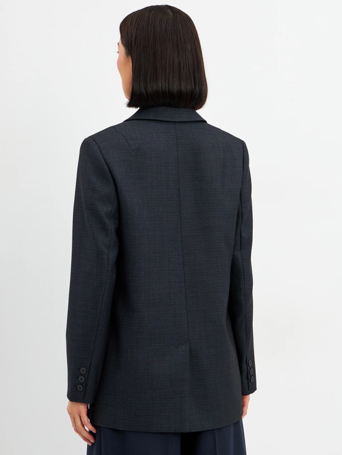 Жакет из костюмной ткани серо-синий