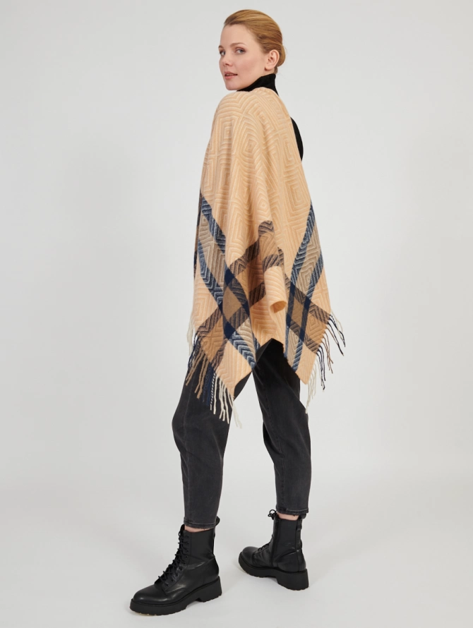 Платок с геометрическим принтом арт-деко и бахромой RH7-135P-6