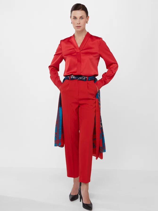 Брюки укороченные бордовые с высокой посадкой OD-877-4