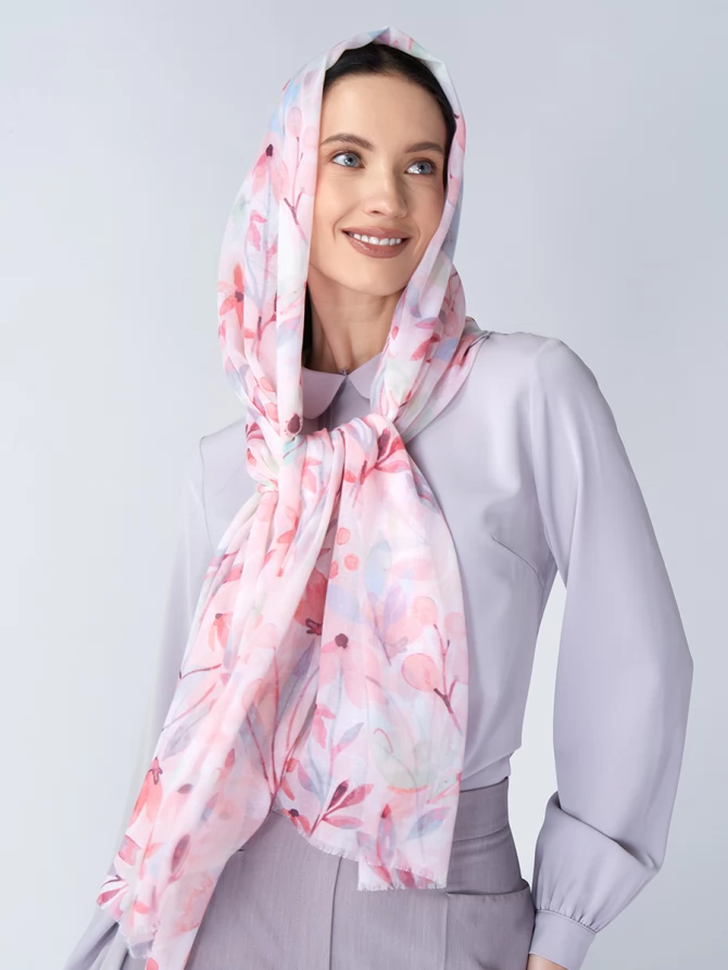 Палантин женский с цветочным принтом KSH16-121-4