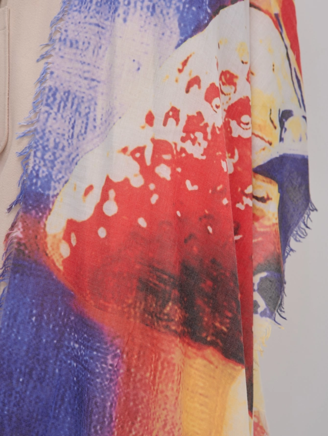 Палантин с ручной росписью и бахромой DR5-149-4