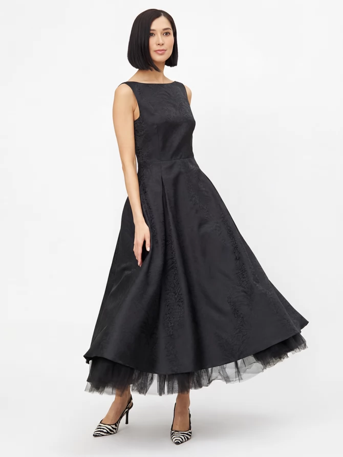 Платье из жаккарда OD-939-2 черный