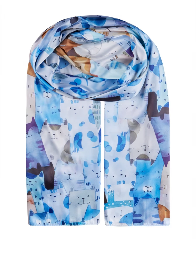 Палантин женский с принтом "Забавные коты"