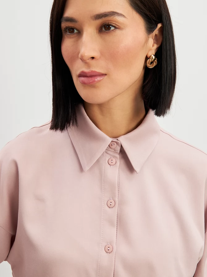 Блузка тонкая джинса OD-858-1 пудра