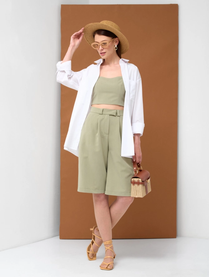 Топ укороченный из костюмной ткани