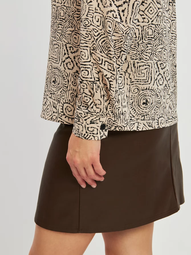 Блузка из шифона OD-887-2 бежевый с черным