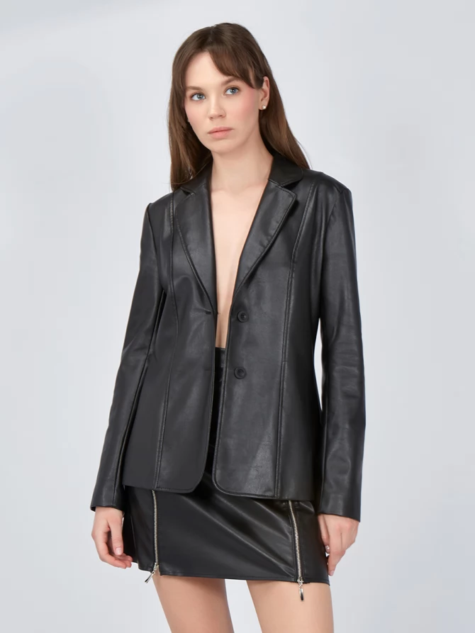 Без пояса! Кожаный жакет ODP-758-1
