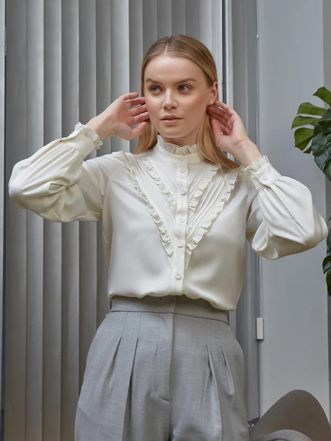 Блузка с рюшами OD-884-4 белый