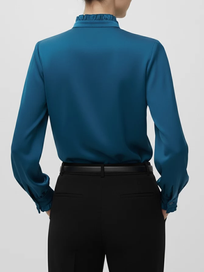 Блузка с рюшами OD-884-2 морская волна