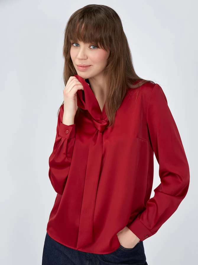 Блузка с завязками OD-812-3 бордовая