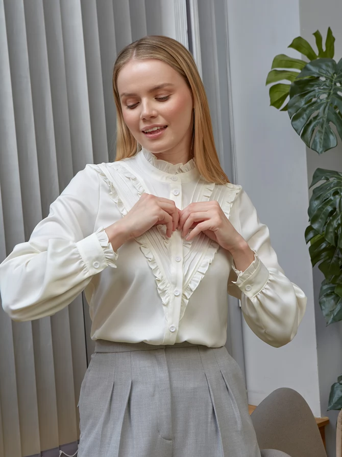 Блузка с рюшами OD-884-4 белый