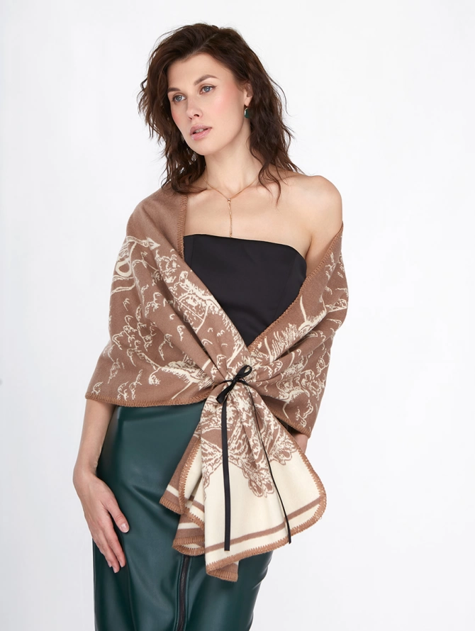 Двусторонний палантин с дизайнерским принтом