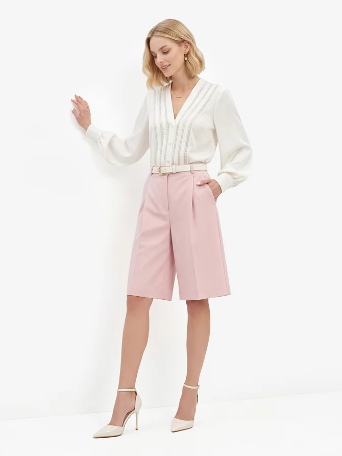 Бермуды из костюмной ткани OD-1037-2 розовый