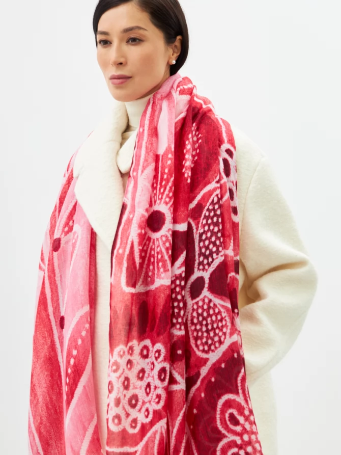 Палантин женский двусторонний с принтом арт-деко D2H-135-2