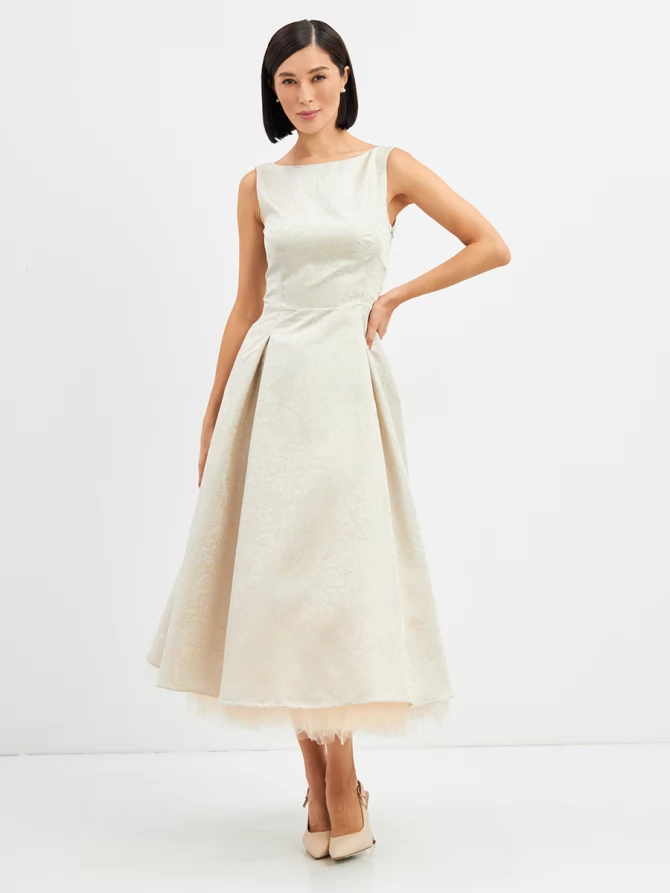 Платье из жаккарда OD-939-3 серо-голубой