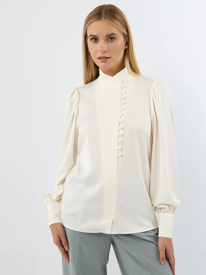 Блуза-косоворотка много пуговиц OD-550-16 сливочный