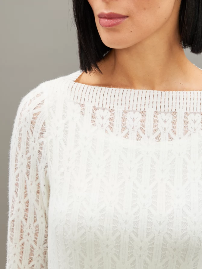 Платье из трикотажного кружева OD-904-1 белое