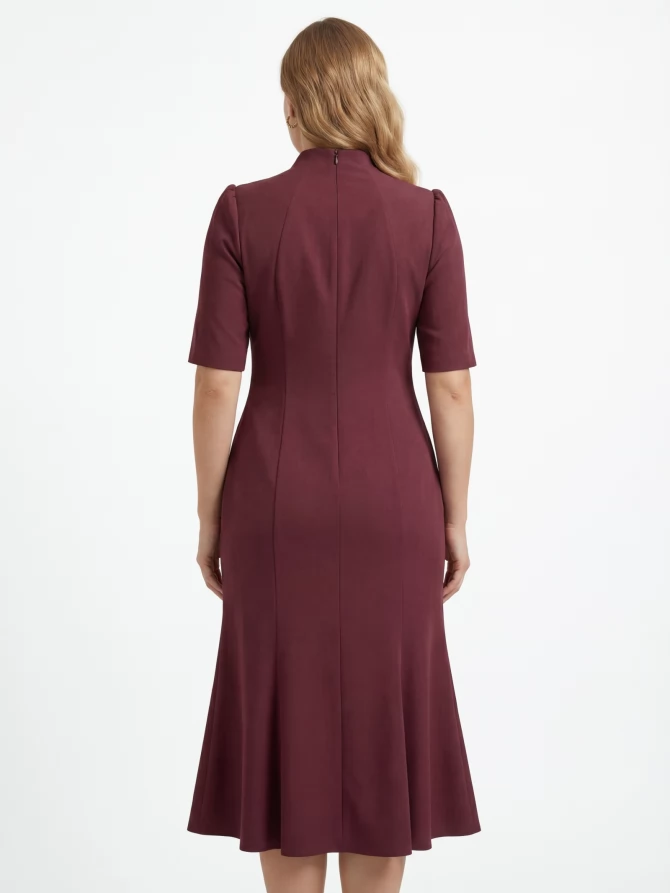 Платье воротник-капля OD-761-3  бордо