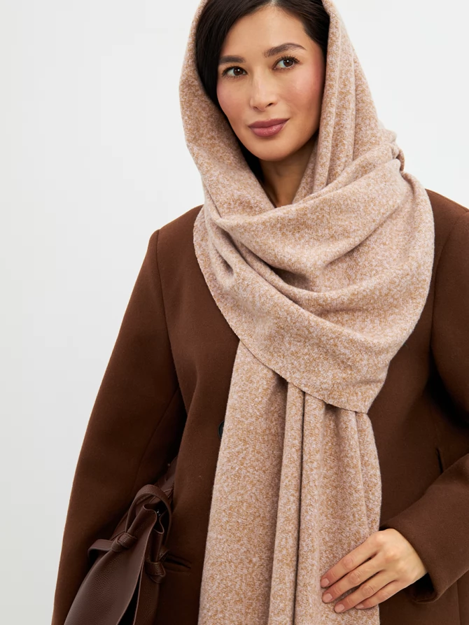 Палантин женский меланжевый с бахромой