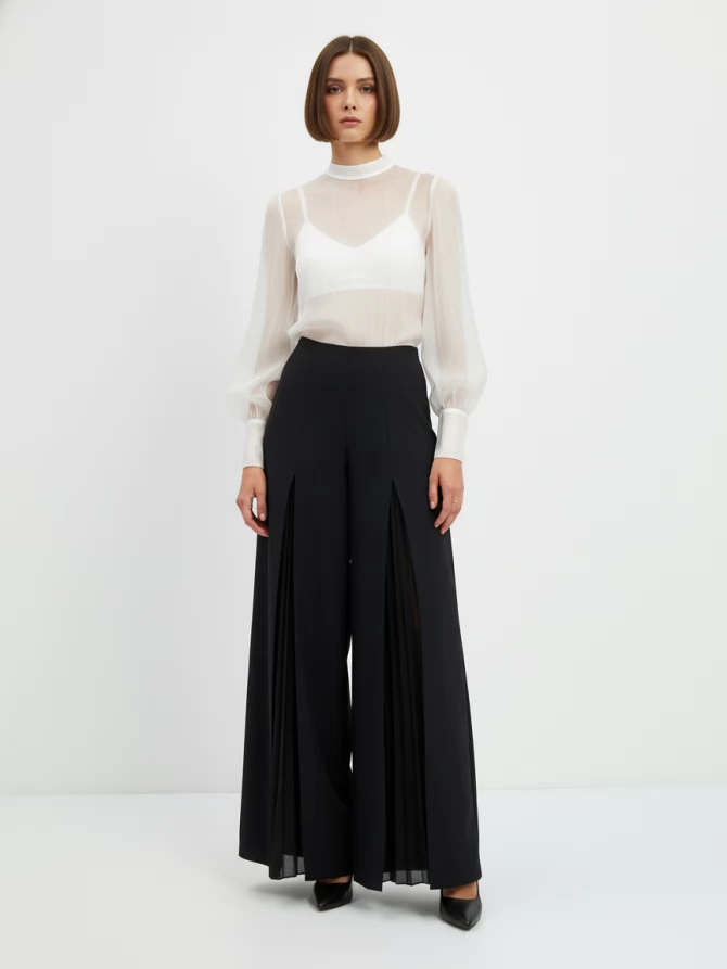 Блузка из органзы со съемным воротником OD-930-1 синий