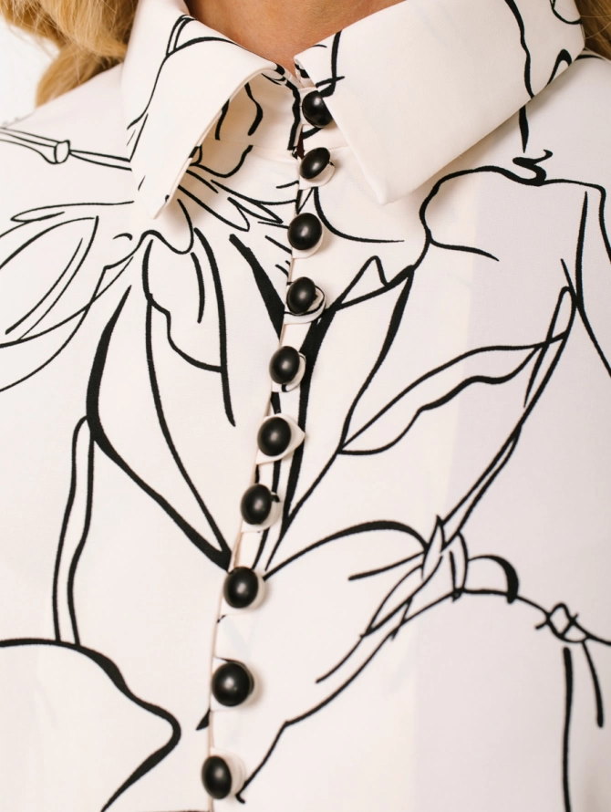 Блузка с цветочным принтом белая OD-639-27