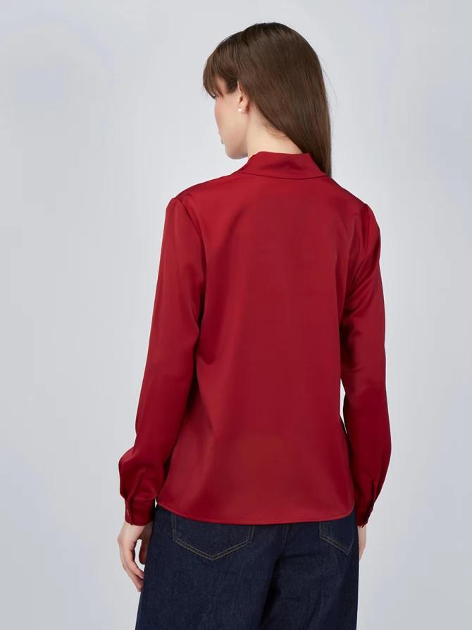 Блузка с завязками OD-812-3 бордовая