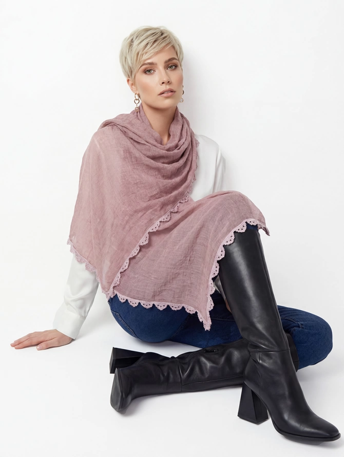 Палантин женский с кружевом SHUT-15-1