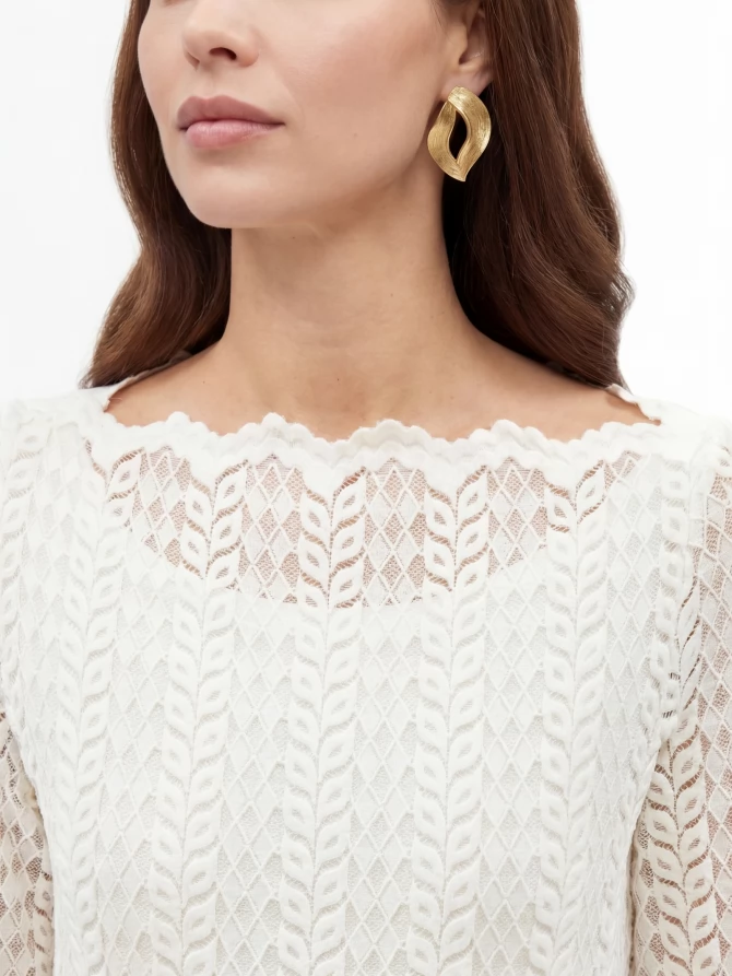 Платье из трикотажного кружева OD-904-4 белое