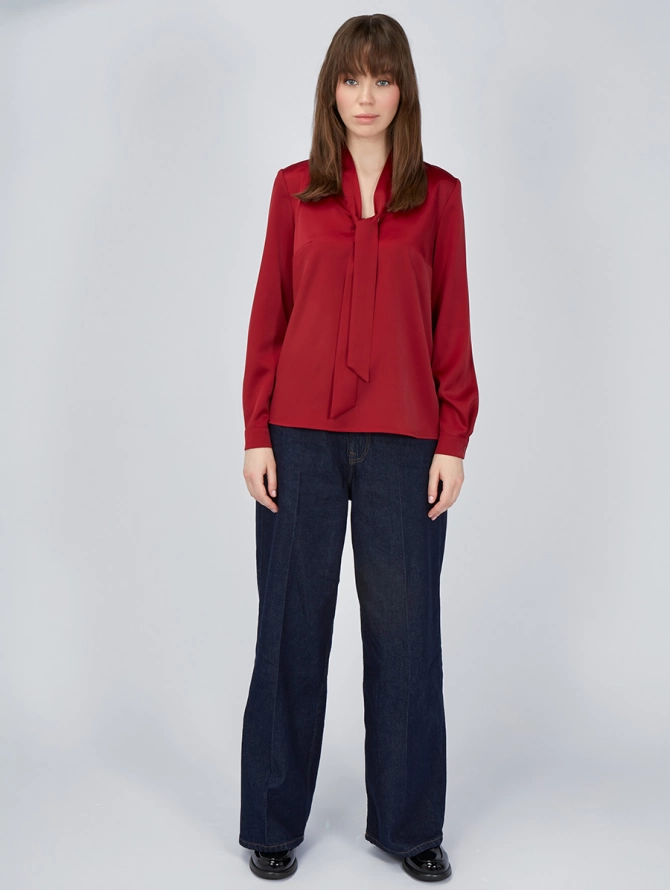 Блузка с завязками OD-812-3 бордовая
