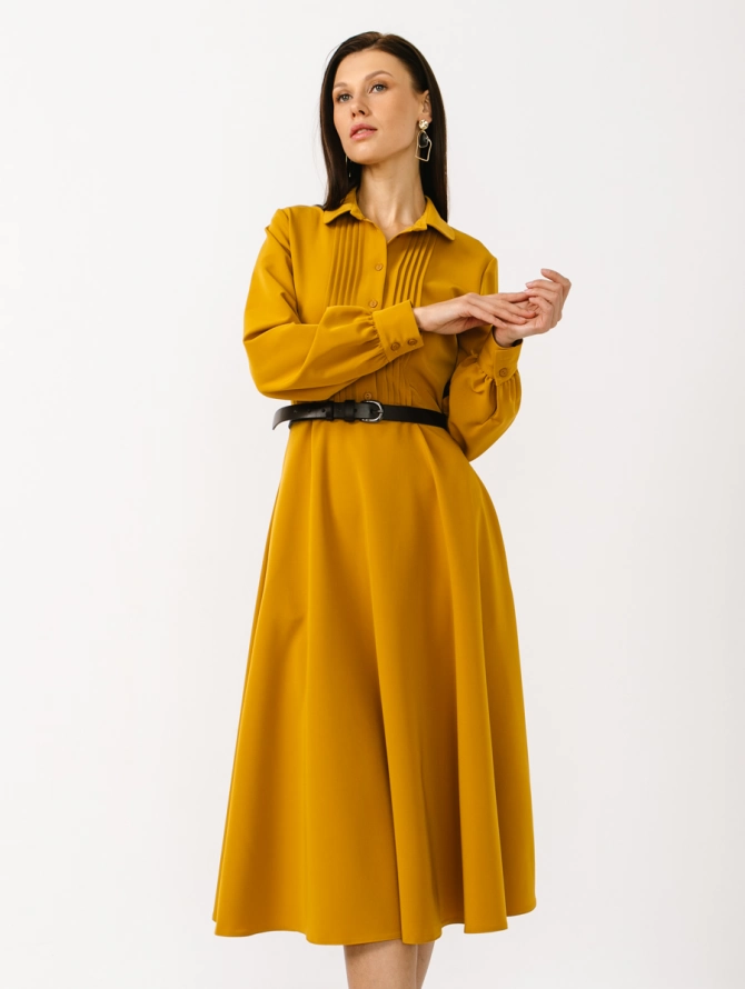 Платье из костюмной ткани OD-841-1 горчица
