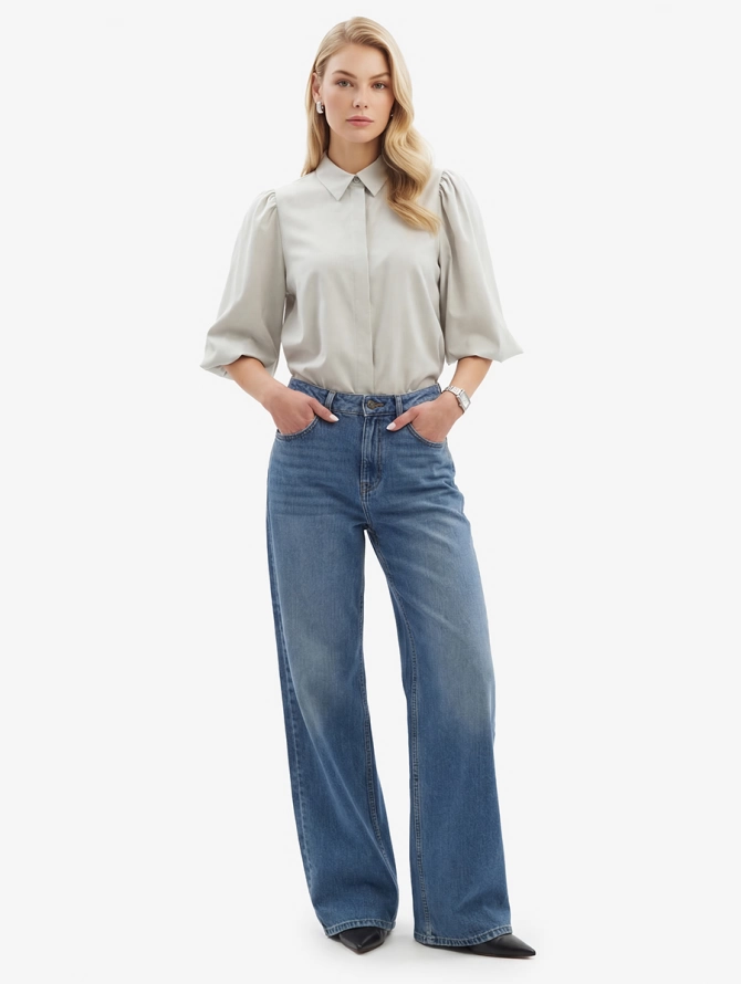 Блузка из костюмной ткани OD-1035-1 светло-серый