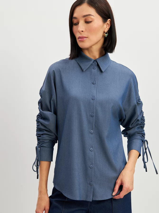 Блузка тонкая джинса OD-858-4 темный джинс