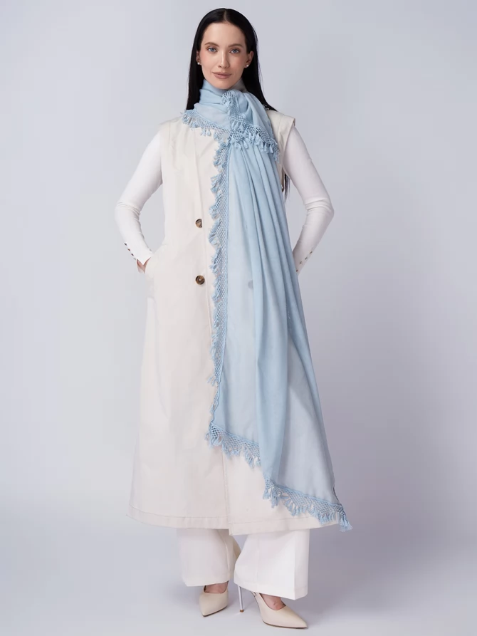 Палантин женский с ажурной бахромой