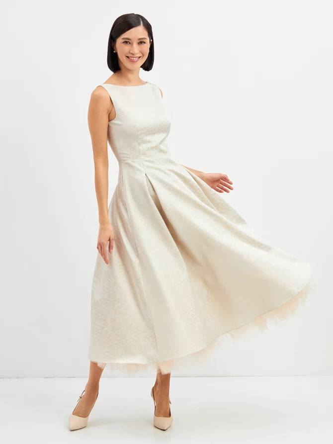 Платье из жаккарда OD-939-3 серо-голубой