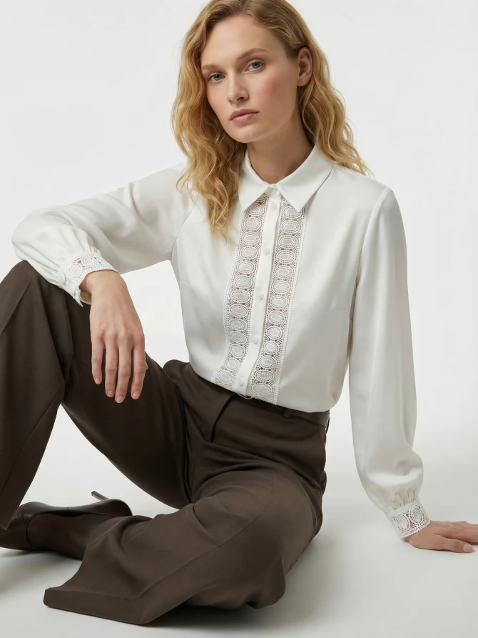 Блузка с кружевом OD-808-5 белый