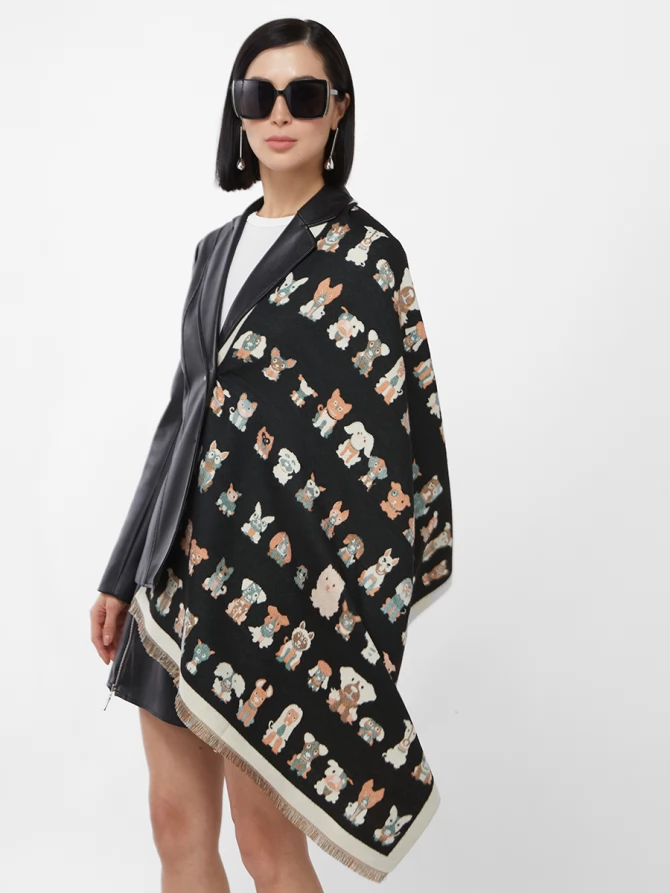 Палантин двусторонний с принтом 'Щенки'