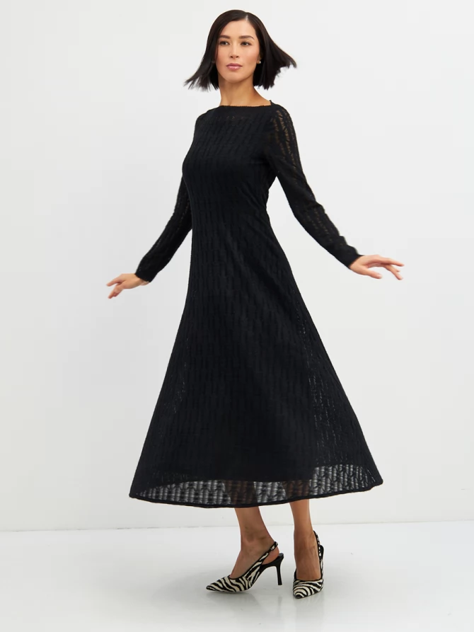 Платье из трикотажного кружева OD-904-2 черное
