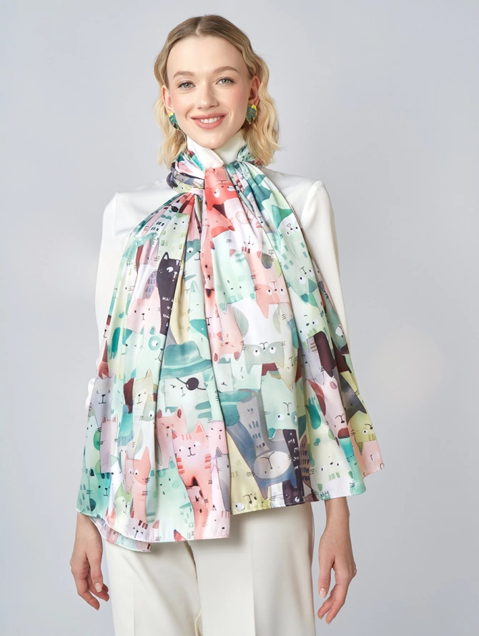 Палантин женский с принтом «Котики»