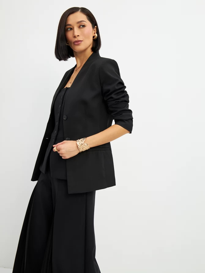 Брюки со вставкой из шифона OD-994-1 черный