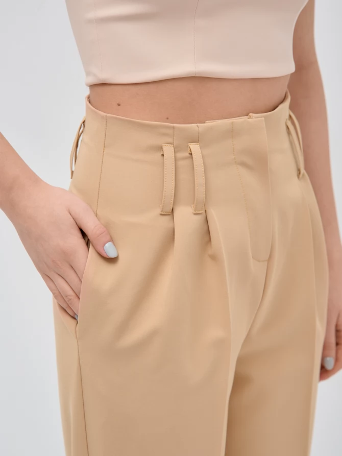 Брюки укороченные с высокой талией