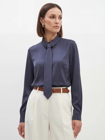 Блузка с галстуком графит