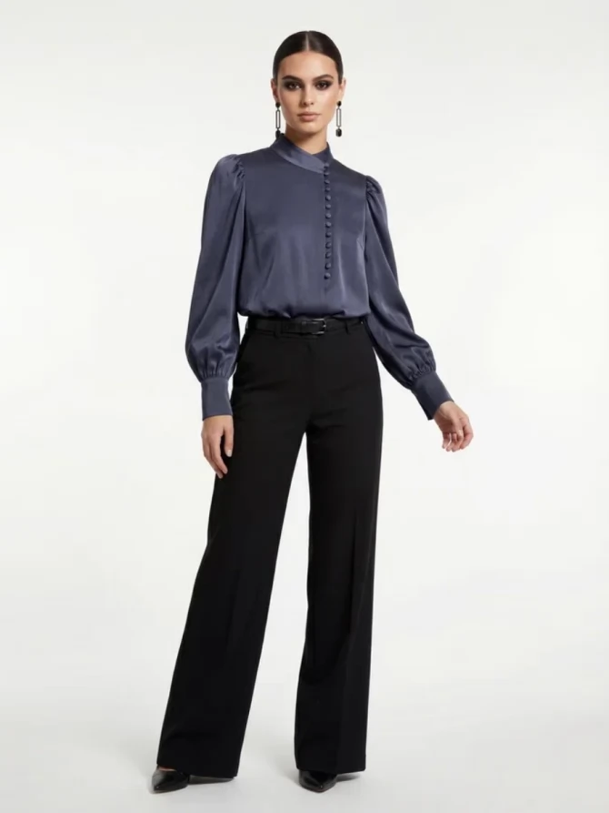 Блуза-косоворотка много пуговиц OD-550-19 графит