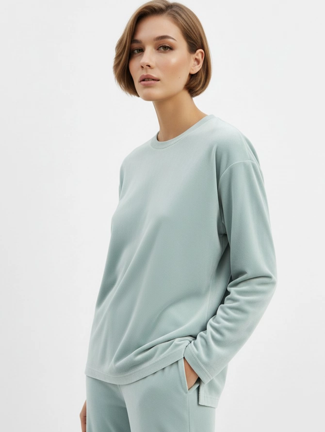 Костюм велюровый со съемным капюшоном OD-1009-2 зеленый