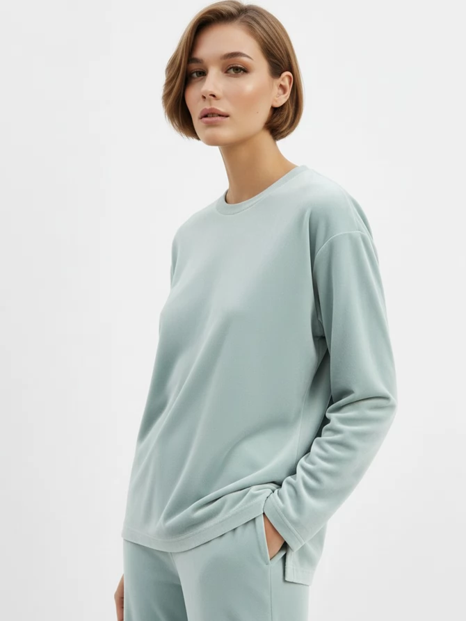 Костюм велюровый со съемным капюшоном OD-1009-2 зеленый